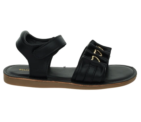 Czarne sandały dla dziewczynki eleganckie do sukienek Miss E