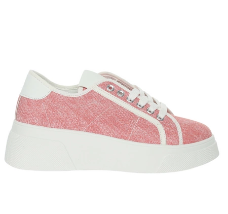 Modne sneakersy czerwone damskie na białej platformie Mc Braun