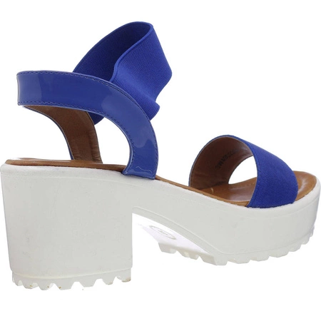Szafirowe sandały damskie rokowe na platformie Jezzi