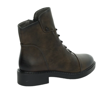 Czekoladowe botki damskie ocieplane na zamek płaskie i eleganckie Jezzi