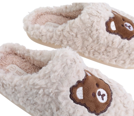 Puchate kapcie damskie zabudowane ciepłe pantofle