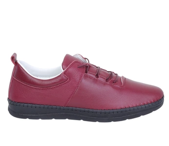 Bordowe skórzane półbuty damskie sportowe komfortowe MODO