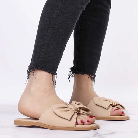 Cieliste klapki damskie płaskie Polskie Jezzi