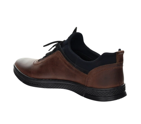 Brązowe skórzane półbuty męskie sportowe adidasy eleganckie POLBUT