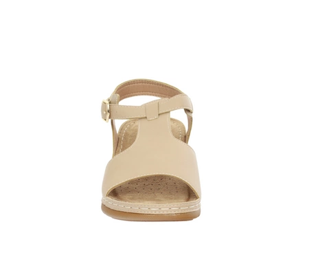 Eleganckie sandały damskie beżowe na lekkiej i komfortowej podeszwie Jezzi