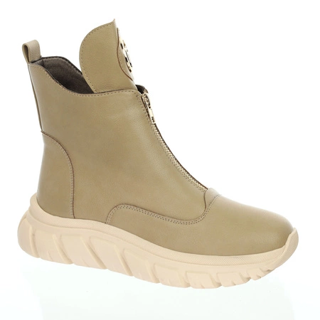 Beżowe adidasy damskie botki płaskie wiosenne Jezzi