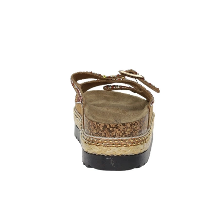 Kolorowe klapki damskie na podeszwie korkowej z koralikami