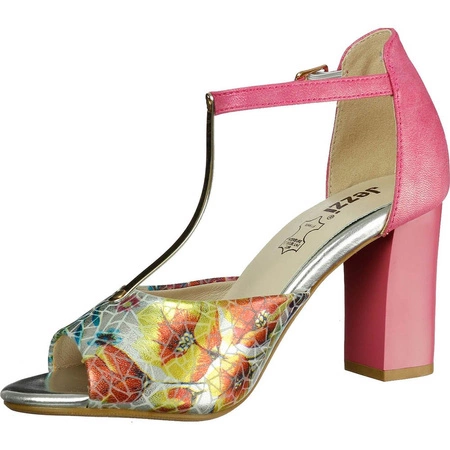 Różowe sandały damskie na obcasie pink Jezzi