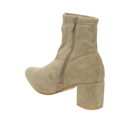 Beżowe zamszowe botki na wygodnym obcasie eleganckie Mirabel