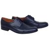Granatowe męskie półbuty garniturowe ze skóry naturalnej 