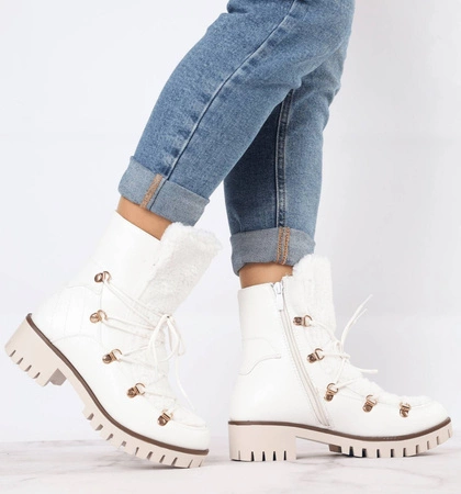 Modne trapery damskie workery z futerkiem Jezzi