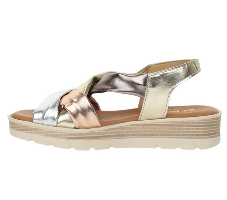 Metaliczne sandały damskie na lekkiej grubej podeszwie El Pimpi - Made in Spain