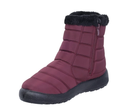 Bordowe śniegowce damskie na zamek wodoodporne Jezzi
