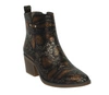 Eleganckie czekoladowe botki kowbojki niskie brązowe wężowa skóra Katrin