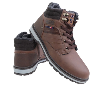 Brązowe buty zimowe męskie trzewiki ciepłe NEWS