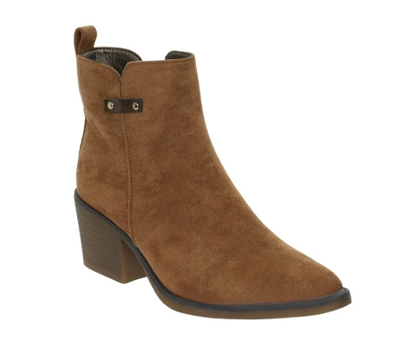 Brązowe botki na niskim obcasie typu kowbojki Katrin