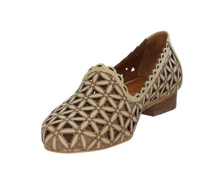 Ażurowe czółenka damskie eleganckie skórzane płaskie MODO