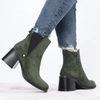 Zielone zamszowe botki damskie zimowe eleganckie i komfortowe Jezzi