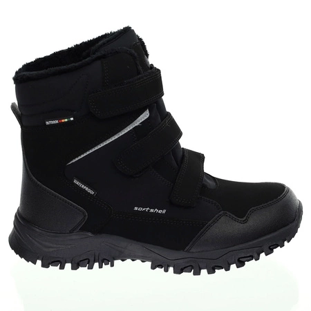 Nieprzemakalne czarne śniegowce na rzepy z odblaskami American Club