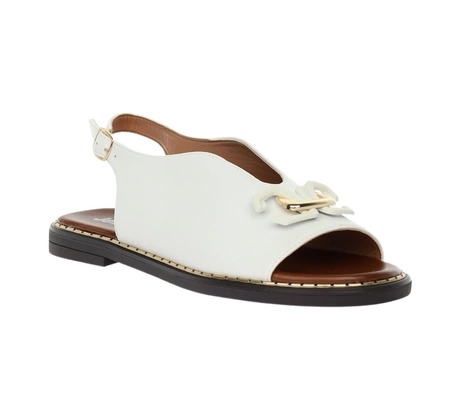 Eleganckie białe płaskie sandały damskie Jezzi