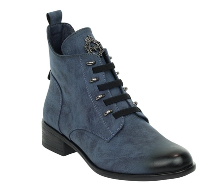 Niebieskie botki damskie ocieplane eleganckie i wygodne od Jezzi