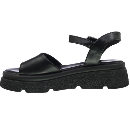 Czarne rokowe sandały damskie na grubej podeszwie Jezzi