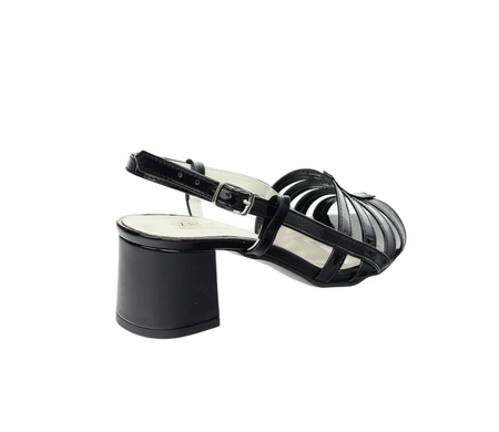 Czarne seksowne sandały damskie na cienkich paseczkach na obcasie AZALI