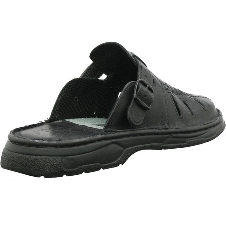 Czarne skórzane klapki męskie Łukpol 806