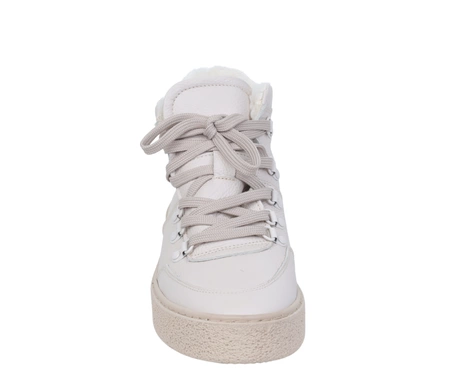 Jasne skórzane półbuty damskie zimowe ocieplane wełną sportowe Gino Fabiani