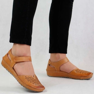 Polskie skórzane sandały damskie szyte komfortowe na rzep Gino Fabiani - Produkt Polski