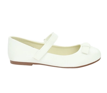 Białe czółenka dziecięce baleriny zapinane na pasek Miss E