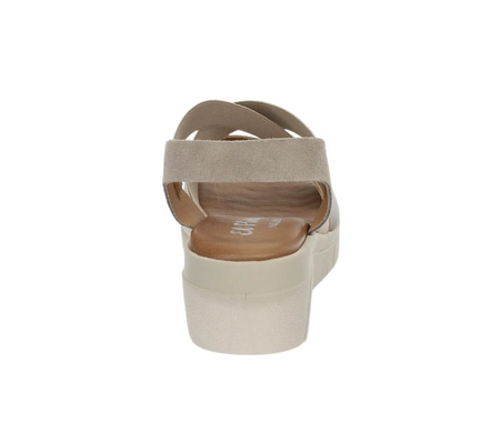 Skórzane sandały damskie na niskiej koturnie Hiszpańskie El Pimpi