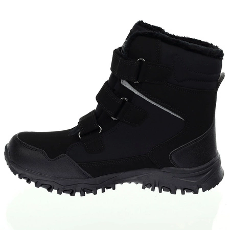 Nieprzemakalne czarne śniegowce na rzepy z odblaskami American Club