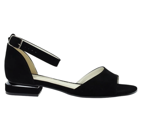Czarne eleganckie sandały na niskim obcasie z zabudowaną piętą AZALI