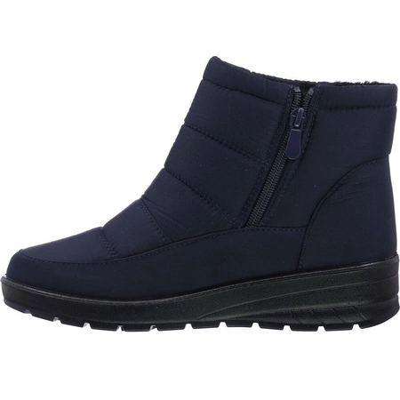 Granatowe damskie śniegowce płaskie na zamek Jezzi