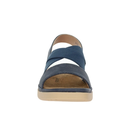 Granatowe sandały damskie na płaskiej podeszwie slip-on Jezzi