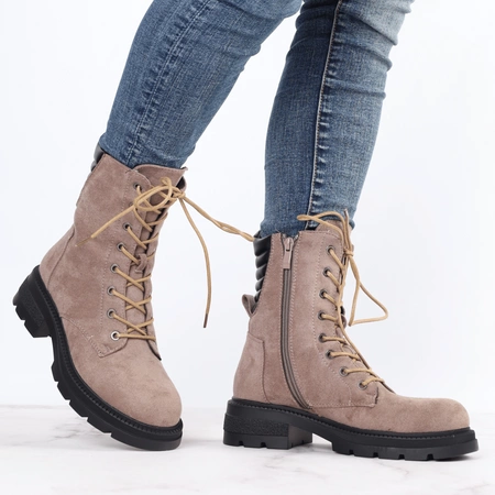 Płaskie zamszowe botki traperki buty zimowe Jezzi