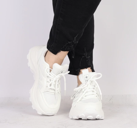 Białe sneakersy damskie na platformie adidasy NEWS