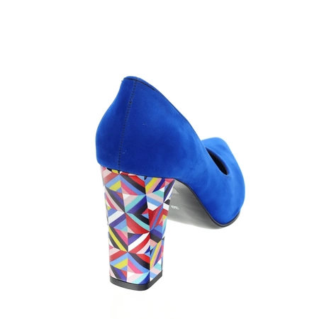 Chabrowe czółenka zamszowe na ozdobnym obcasie Sofia - Produkt Polski