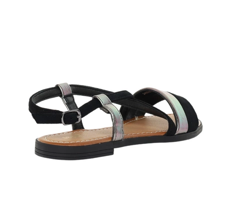 Czarne płaskie sandały na cienkich paseczkach Jezzi