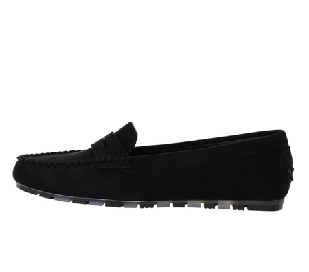 Czarne zamszowe mokasyny damskie z eko skóry Jezzi