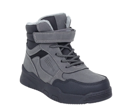 Szare buty zimowe dla chłopca na rzepy ciepłe i tanie NEWS