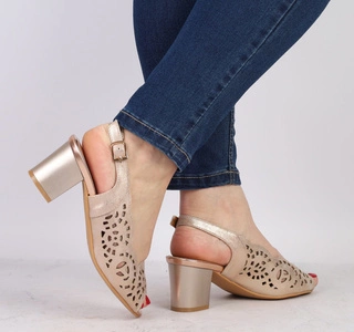 Eleganckie sandały wycinane na obcasie ażurowe Jezzi