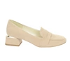 Beżowe eleganckie półbuty damskie wsuwane na niskim obcasie AZALI
