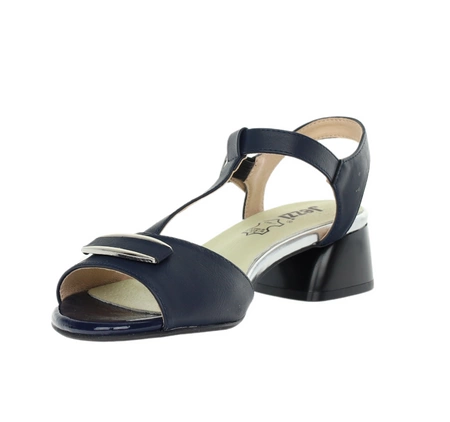 Granatowe eleganckie sandały damskie na niskim obcasie Jezzi
