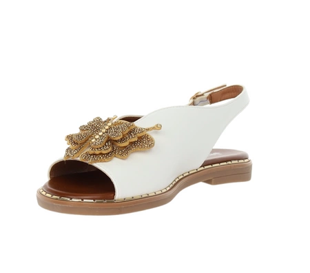 Komfortowe i eleganckie sandały damskie płaskie białe szerokie Jezzi