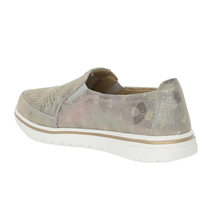 Komfortowe półbuty damskie wsuwane złote skórzane szyte Jezzi