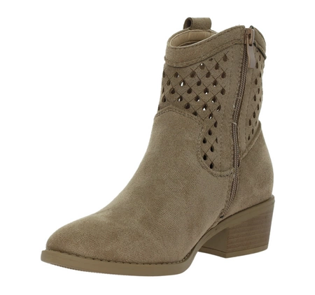 Beżowe zamszowe botki kowbojki niskie wycinane Jezzi