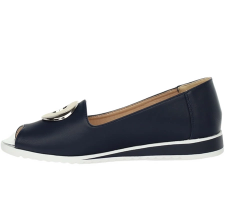 Granatowe czółenka płaskie z odkrytymi palcami Jezzi