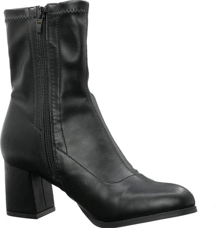 Czarne botki damskie na obcasie wiosenne przejściowe Jezzi